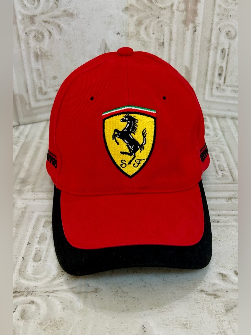 Vintage Scuderia Ferrari Scudetto Red Carbon Puma Hat Adjustable Formula One